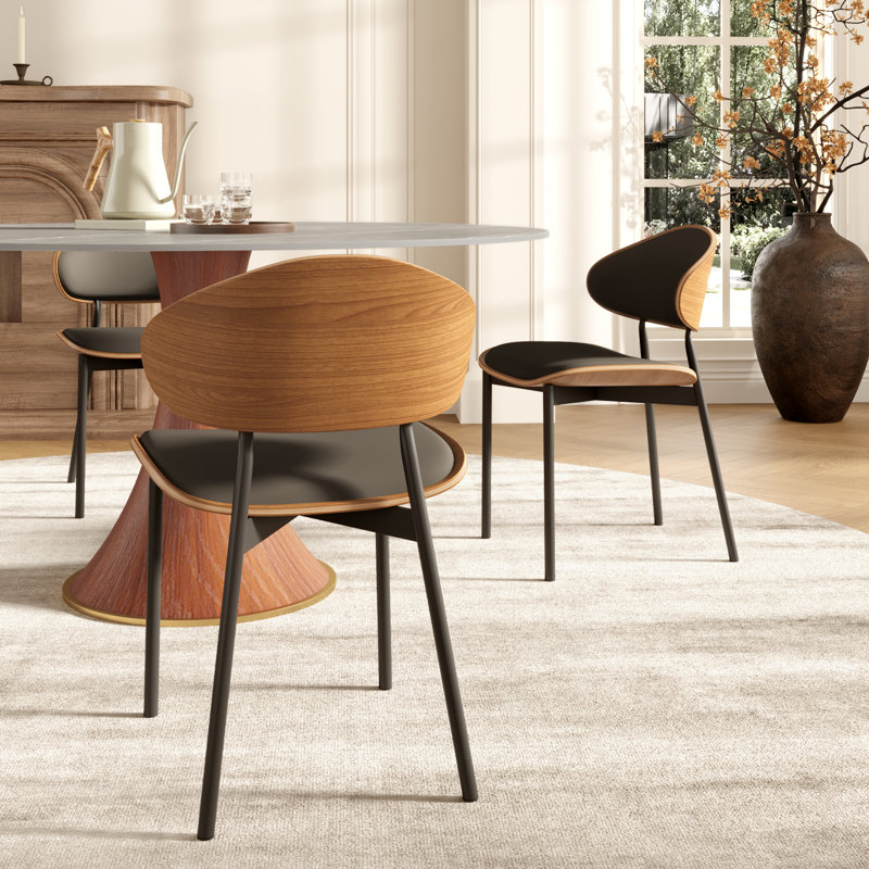 Ensemble de salle à manger de style Mid-Century Alverez avec chaises d'appoint rembourrées en éponge, Gris