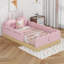 Mignon lit plateforme tapissier simple avec coussins et sacs de rangement-1429896722