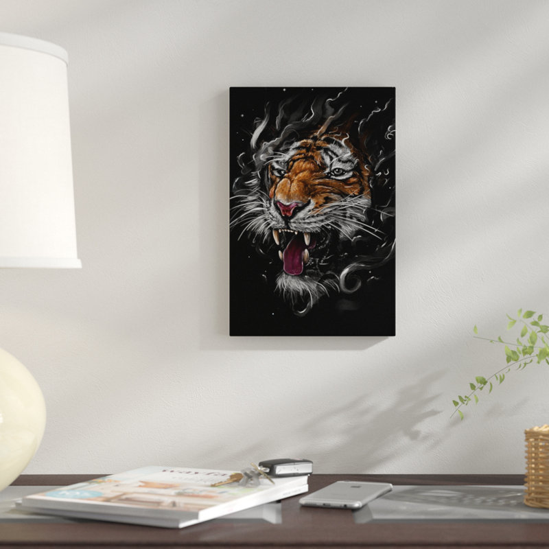 « tiger », impression sur toile, H 12 po x l 8 po x P 0,75 po, Toile tendue, Pas de tapis