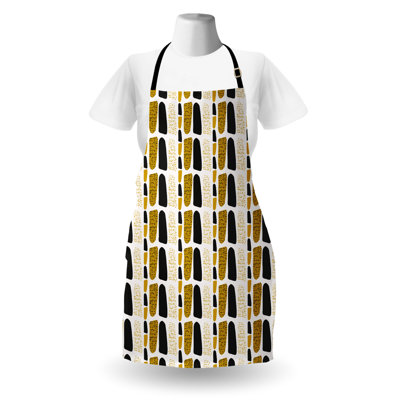 Hokku Designs Abstract Apron Unisex Vertical Stone Like Motifs Adult Size Coffee Grey