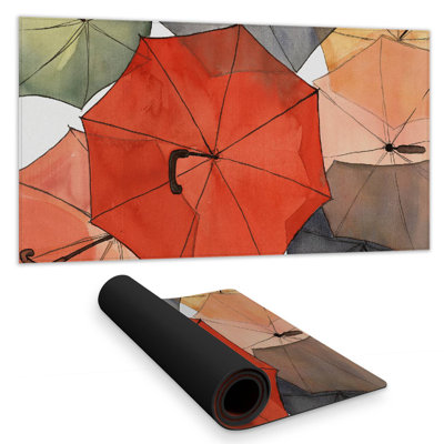 The umbrellas of petit champlain - 15.75"x31.50" Desk mat