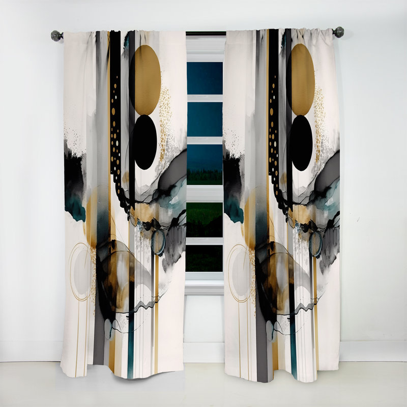 Arnera - Abstrait transitionnel de formes modernes III - Rideau de velours moderne - obscurcissant - 1 panneau