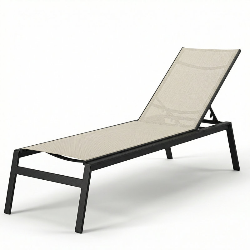Chaise, Augustine Oyster II Sling/Matte Black