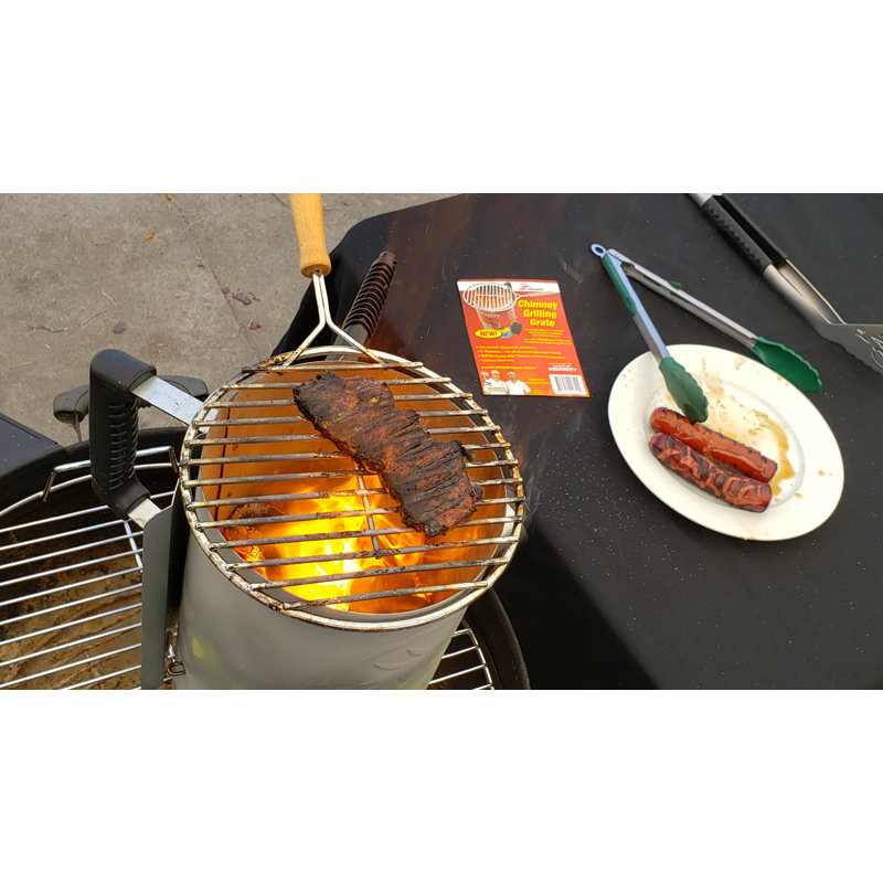 Stainless Steel Charcoal Chimney Grill Rack with Wood Handle