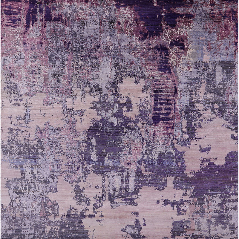 Tapis mauve à motif abstrait Brunswick, Carré 4 pi
