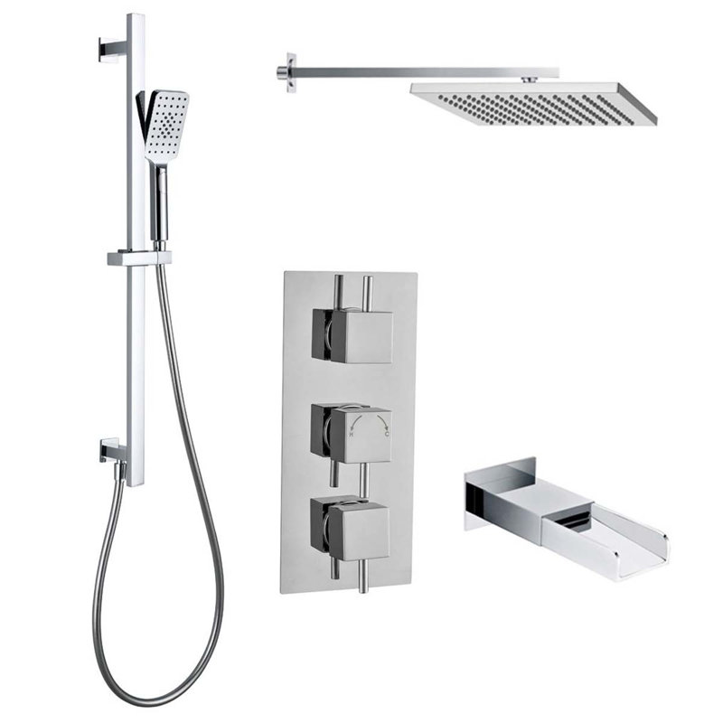 Windmill Thermostatic Triple Outlet Concealed Valve With Bath Spout