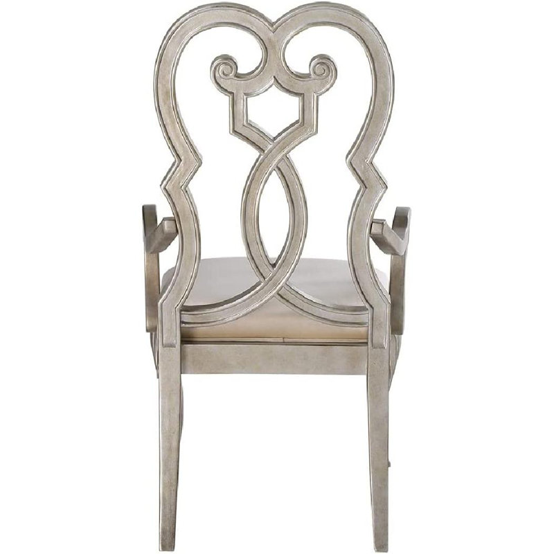 Fauteuil rembourré en cuir ivoire