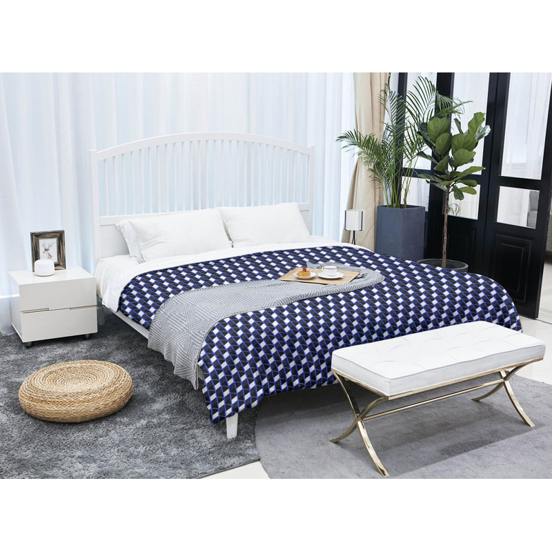 Édredon simple réversible géométrique Katelyn Elizabeth, Édredon simple TG, Bleu