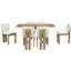 Ensemble de salle à manger rétro 7 pièces, table en bois de 60 po avec 6 chaises rembourrées, base en tréteaux, bois naturel-773678155
