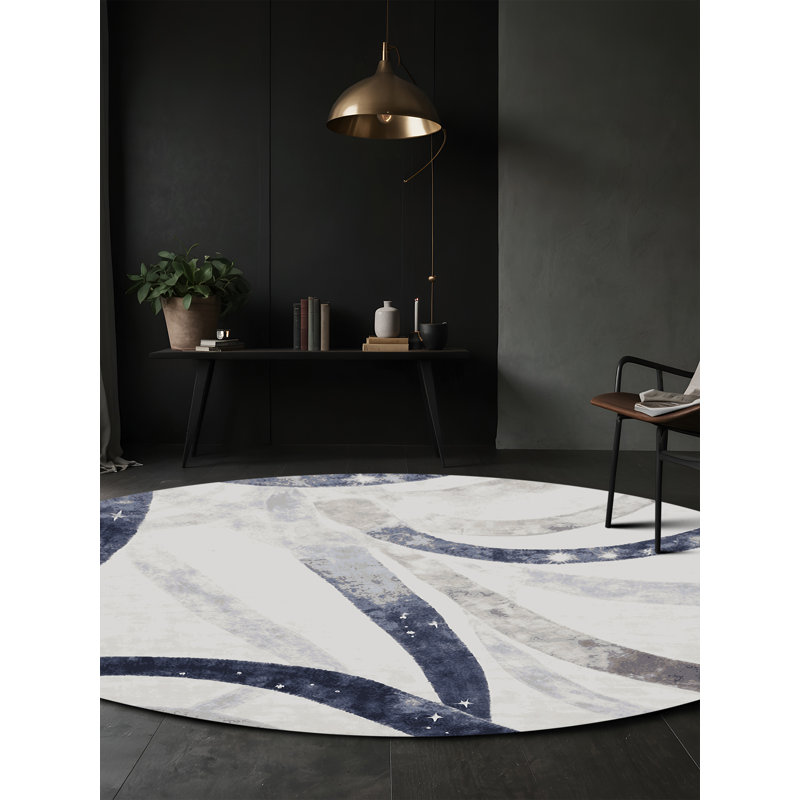 Tapis gris lavable à la machine, Rond 4 pi