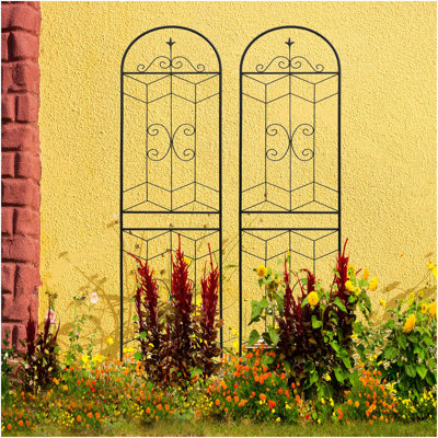 2 Pack Metal Garden Trellis 71" X 19.7" Rustproof Trellis For Climbing Plants Outdoor Flower Support Black