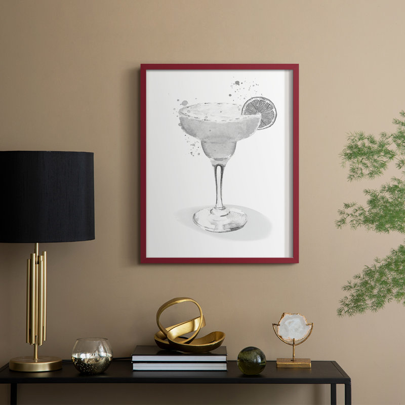 Habillé de margarita blanche, reproduction encadrée - bois massif, H 30 po x l 24 po, Rouge