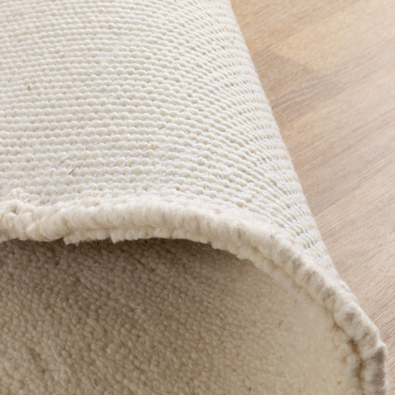 Eligah Wool Hand Knotted Area Rug, Cream coloured, Square 250cm
