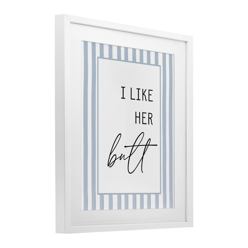 «I Like Her», reproduction encadrée sous verre encadrée, signée lettrée et doublée, H 16 po x l 13 po, Cadre blanc côtier