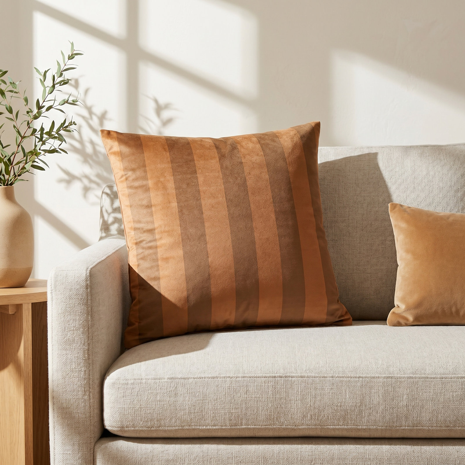 Throw Pillow, Feather, 20" x 20", Carmel