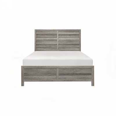 Lit à panneau de style rustique avec tête de lit en bois