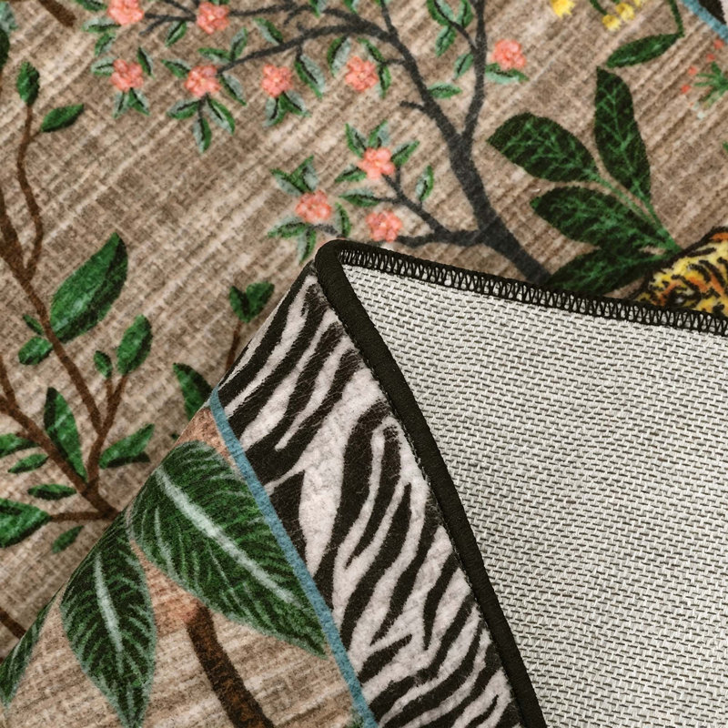 Tapis lavable à la machine Jungle Animal, Lin, 10 x 13 pi