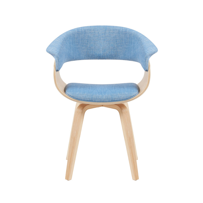Krystyna Mid-Century Upholstered Dining Chair, Blue, Oak Wood