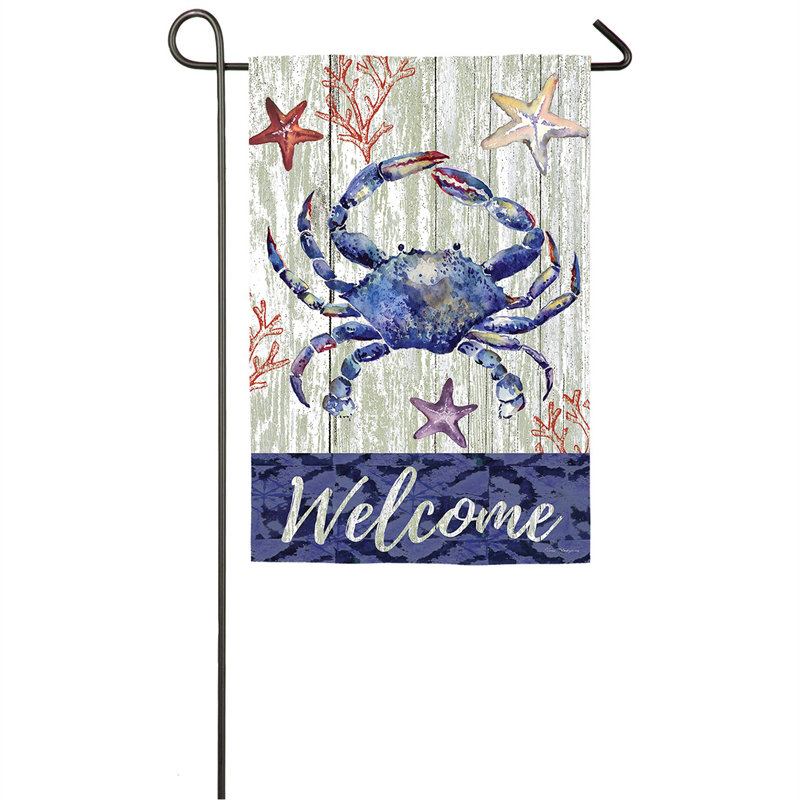 Drapeau de jardin en suède crabe welcome
