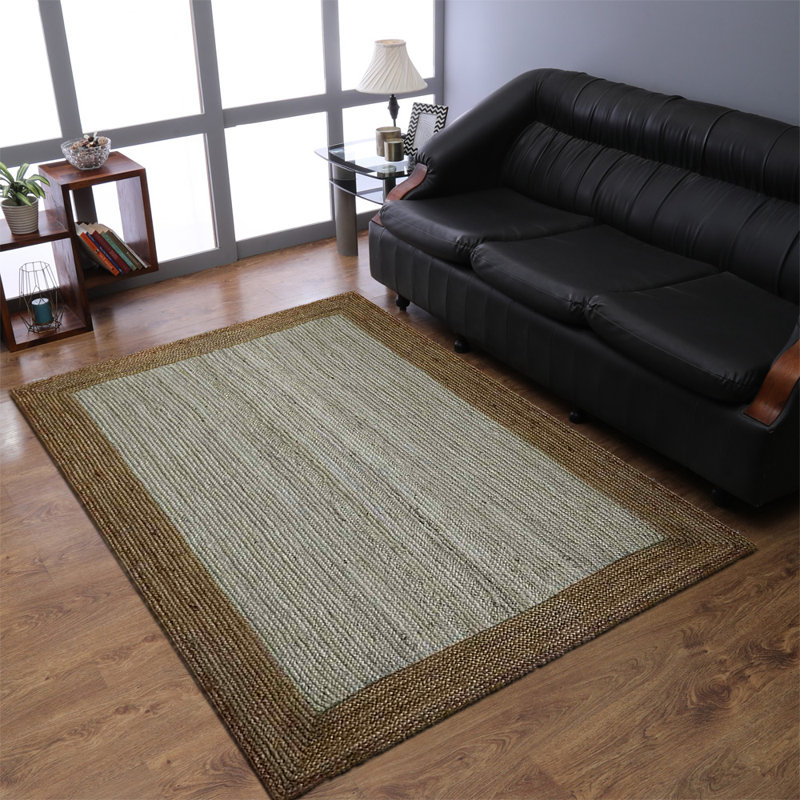 Manns Hand Woven Jute Eco-Friendly Solid Area Rugs - Rectangle, White Natural Color, Contemporary Modern Design, Low Pile, Natural Fiber, Outdoor Indoor Handmade Area Rugs for Living Room, Bed Room