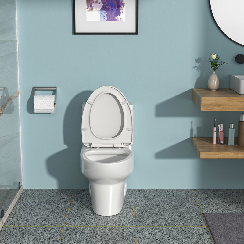 Ceramic One Toilet With Efficient Water Flushing & Noiseless Seat Modern Dual Flush Soundless Cover