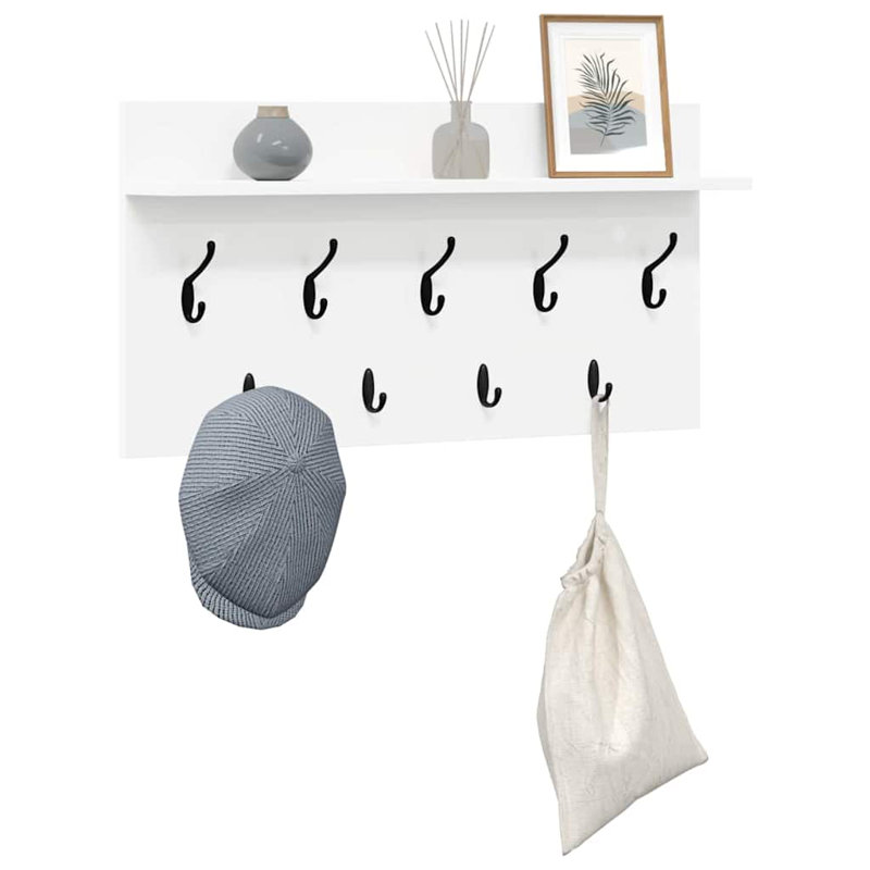 Wall-Mounted Coat Rack With Shelf 80 X 40 X 12 Cm, White