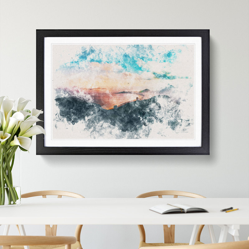 Copacabana Beach In Rio De Janeiro - Single Picture Frame Painting on MDF, 62cm H x 87cm W x 2cm D, Black Framed