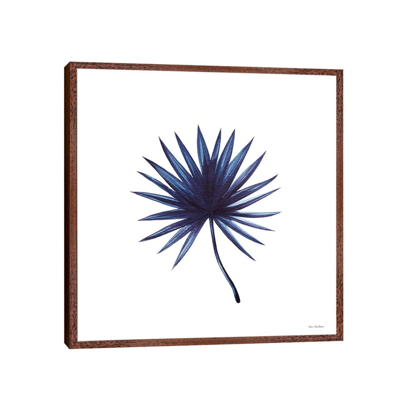 Watercolor Blue Leaf II 1 Piece Floater Frame Wall Art on Canvas, 45.72 cm H x 45.72 cm W, Brown