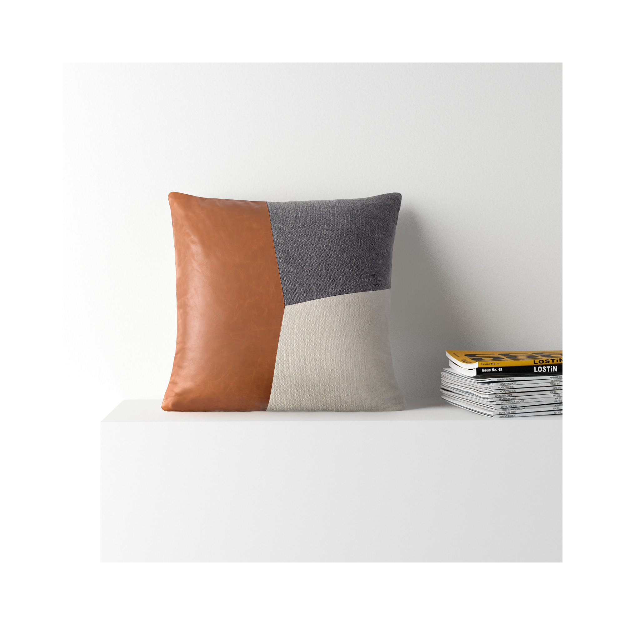 Tawny Patchwork Cotton Throw Pillow, 20" x 20", Polyester/Polyfill