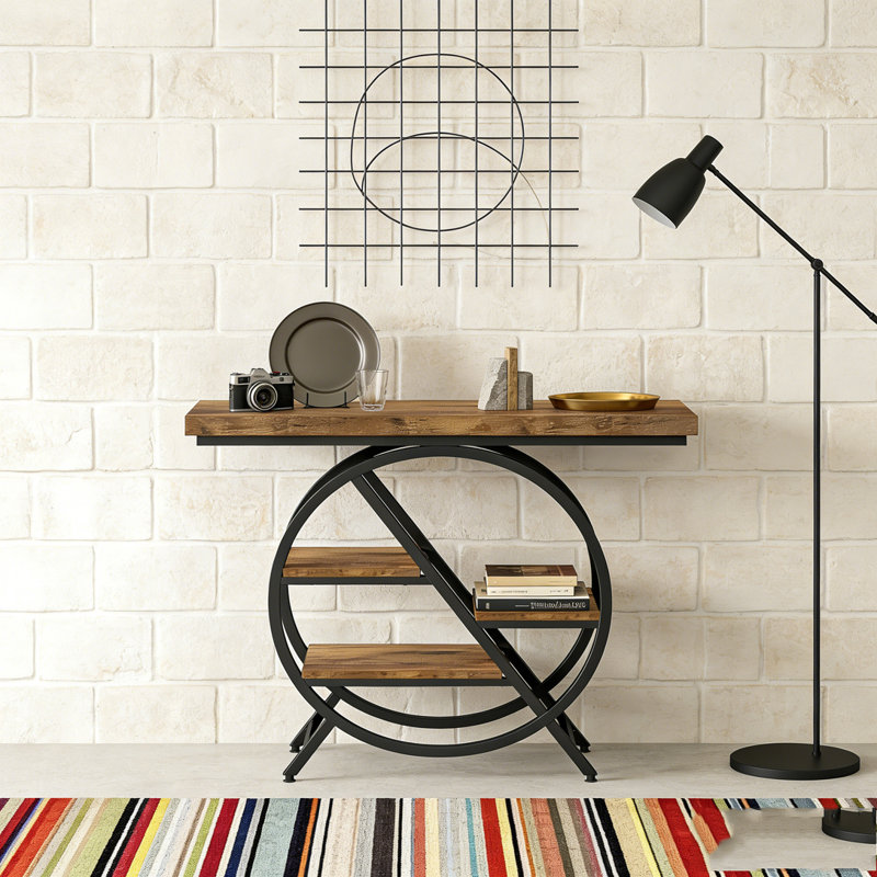 4-Tier Entryway Table with Geometric Metal Frame