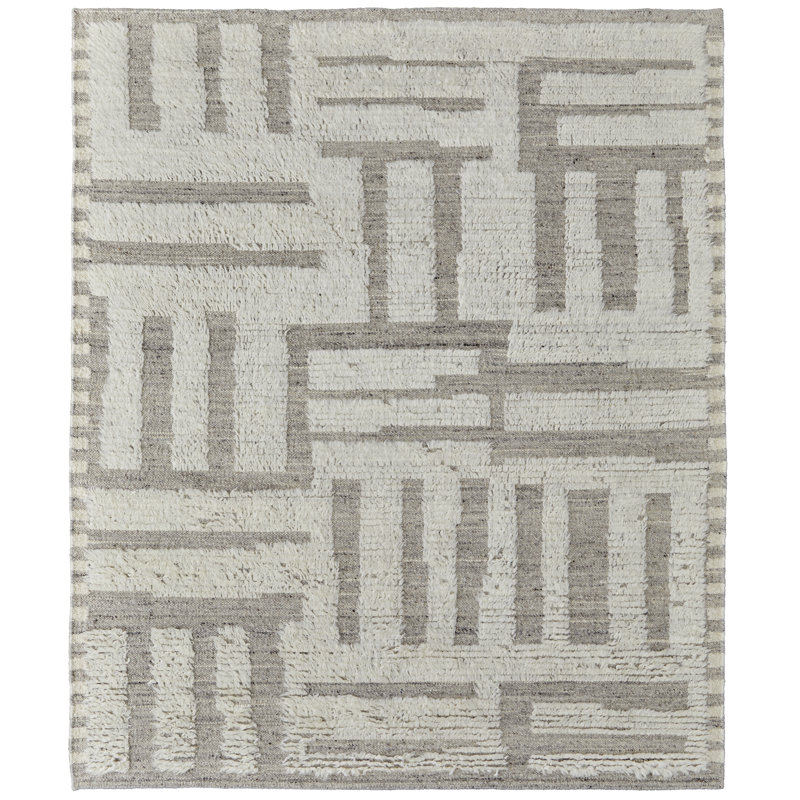 Ashby Wool Geometric Area Rug in Gray, Rectangle 9'6" x 13'6"