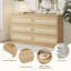 Commode double en rotin pour chambre à coucher, commode double 6 tiroirs avec ensemble anti-basculement-1260786091