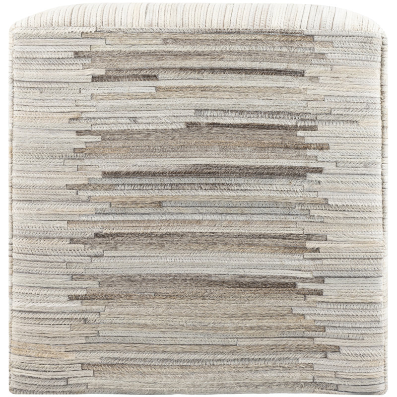 Liv Upholstered Pouf, Cream Leather Match