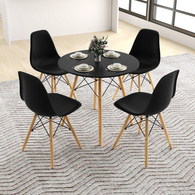 Dining Table Set Modern 5 Pcs For 4 Round Dining Room Table Set With Solid Wood Leg