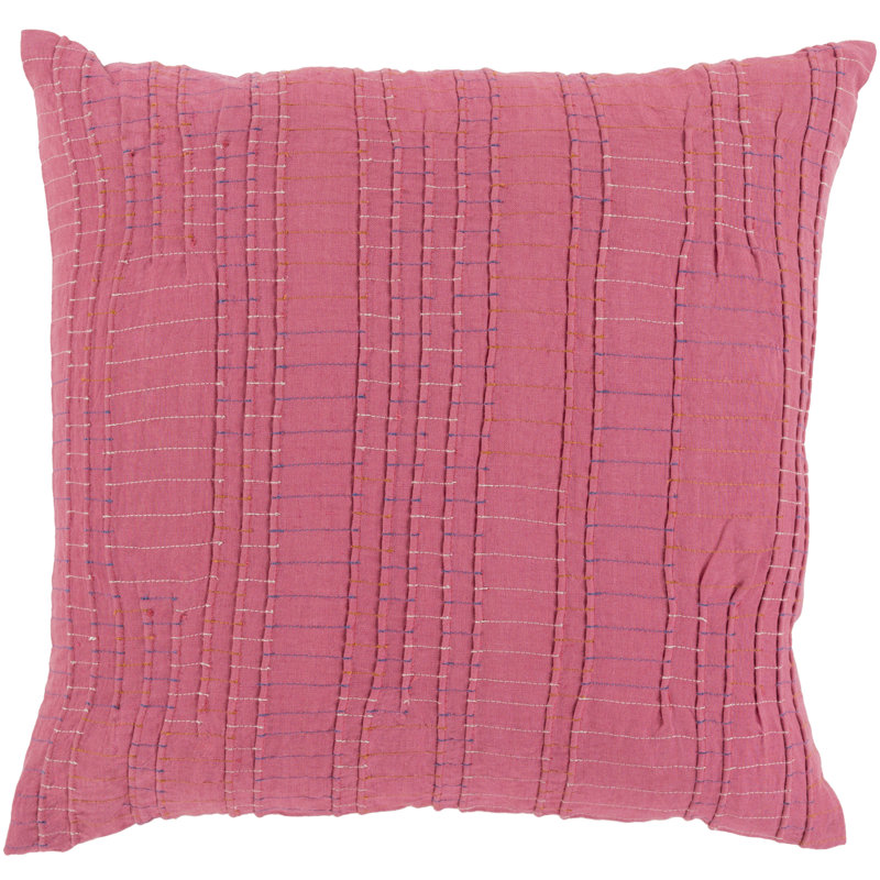 Keaton Embroidered Throw Pillow, 20'' x 20", Burnt Orange, Down