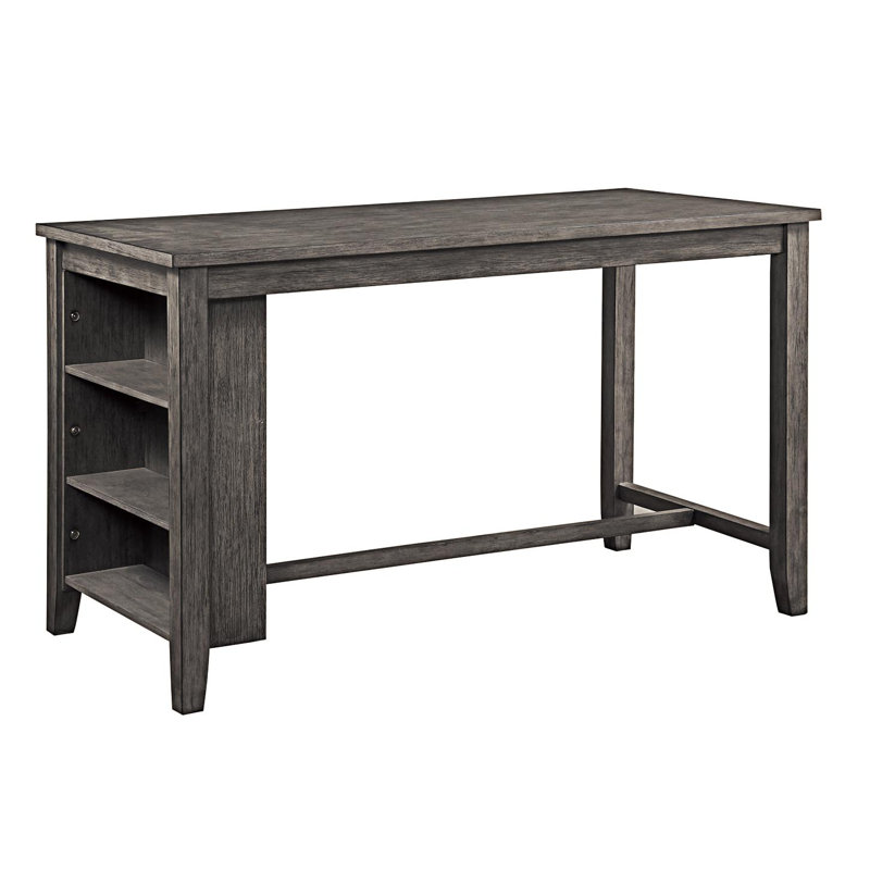 Transitional Gray Solid Hardwood Counter Height Dining Table with Storage
