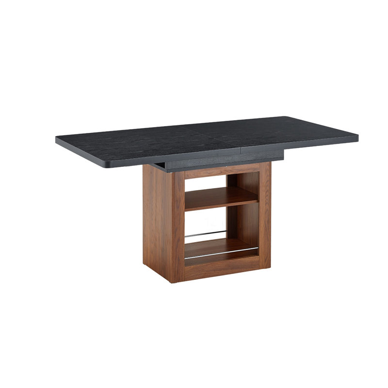 rectangular dining table with storage space, Black