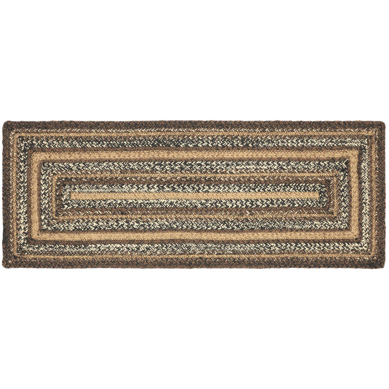 Birtwhistle Jute and Cotton Geometric Table Runner, Chestnut Brown/Country Black/Dark Tan