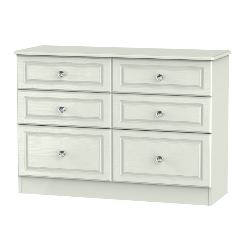 Fully Assembled Asphodèle 6 Drawer 112Cm W Chest of Drawers, Kaschmir Ash
