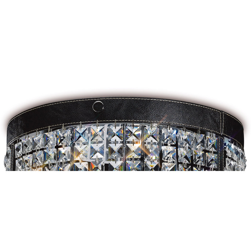 Faux Leather Flush Mount, Black