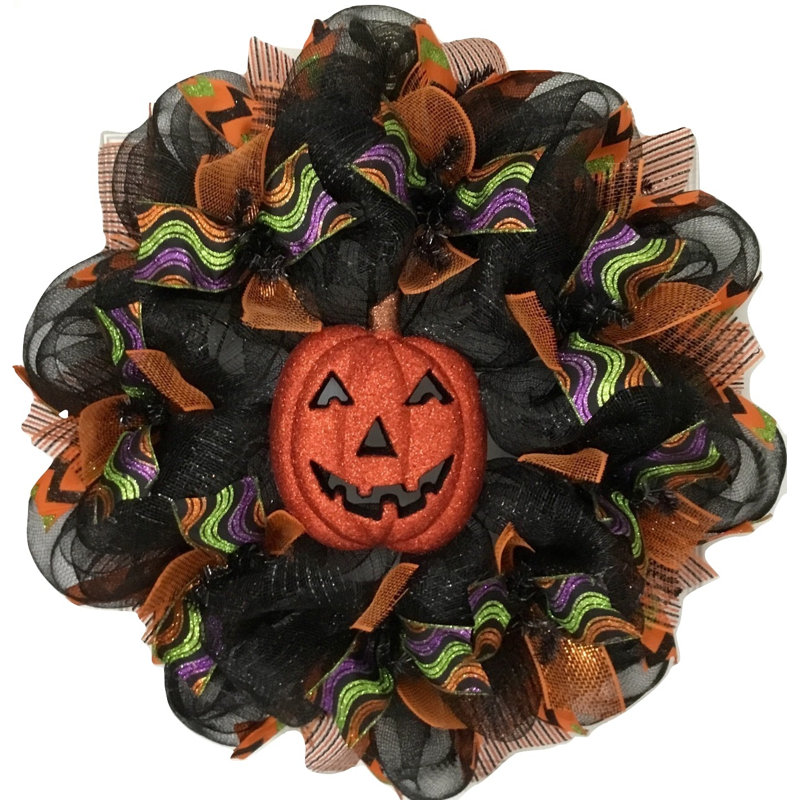 Couronne d'Halloween avec lanterne Jack O 'scintillante