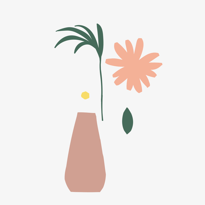 «Modern Daisy» par Maria Carolina Espindola - reproduction imprimée, H 12 po x l 12 po, Cadre simple érable érable, Oui