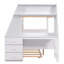 Lit superposé simple au dessus d'un lit double avec lit gigogne, bureau intégré, 3 tiroirs de rangement et tablette, blanc - Lit superposé pour enfant peu encombrant-1534792662