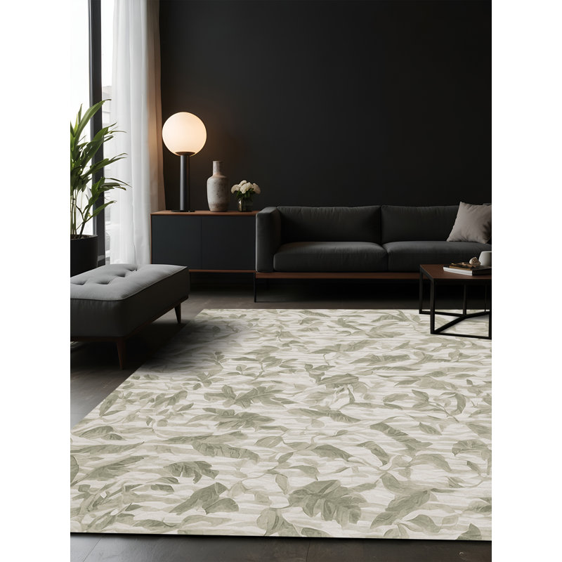 Tapis gris soyeux et moelleux, Carré 8 pi