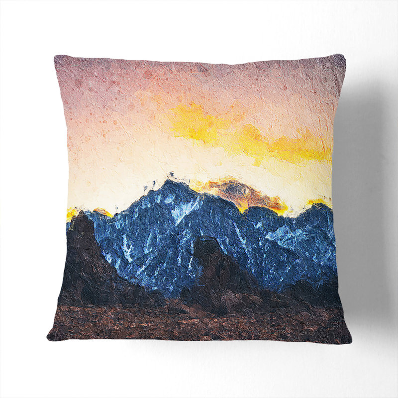 Sky over the Mountain Top Cushion with Filling, 40cm H x 40cm W x 15cm D, Stone
