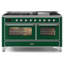 ILVE UM15FDNS3BGG Majestic II 60 inch Dual Fuel Range with 9 Burners, Griddle (Natural Gas, Triple Glass Door, Blue Grey, Brass)-1199178752-1199178804