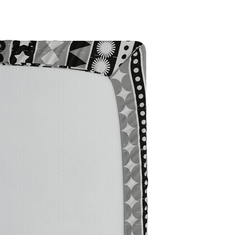Twin Black and White Geometric Floral Microfiber Fitted Sheet