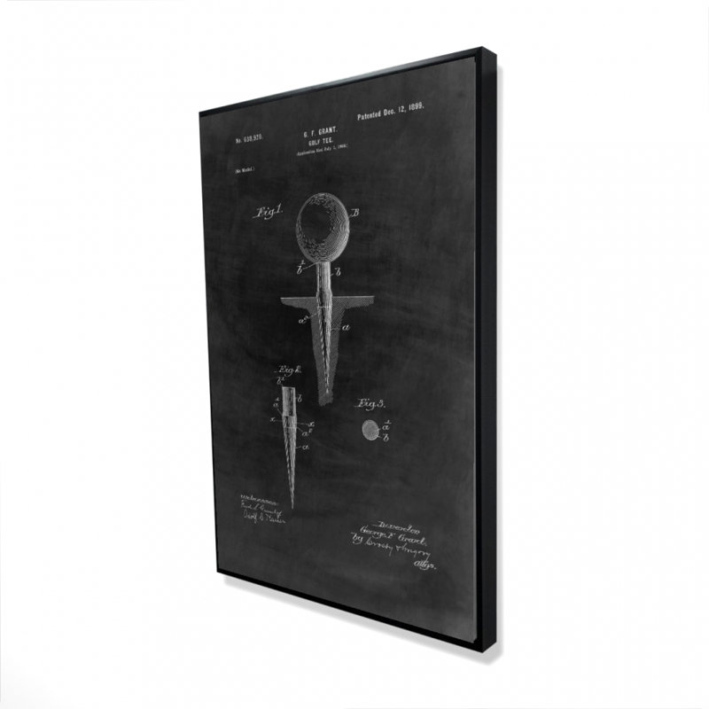 «Black Blueprint of Golf Tee», reproduction sur toile