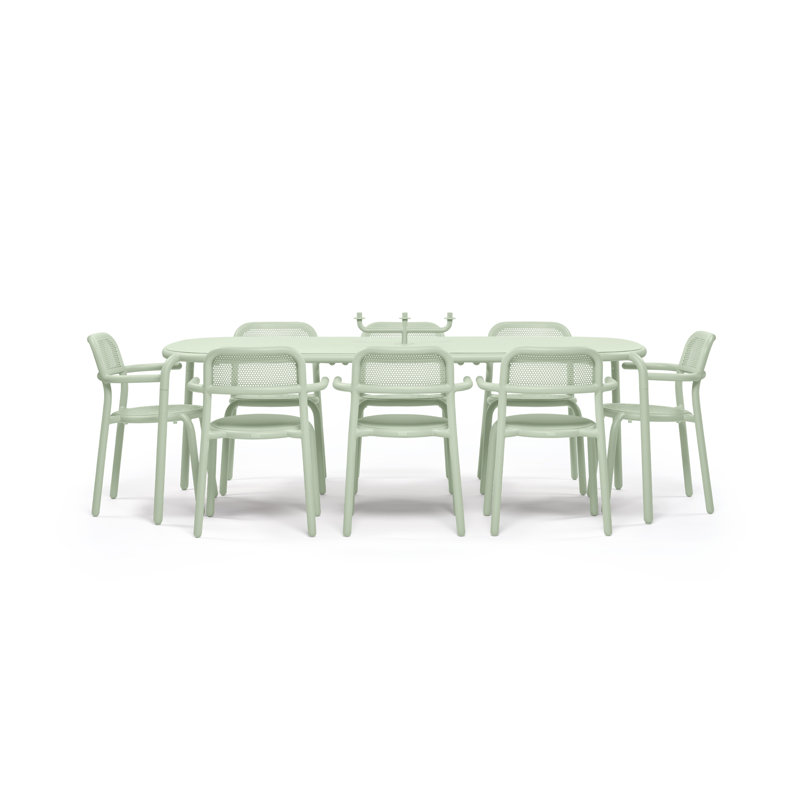 Toni Tablo Outdoor Dining Table Set With Armchairs, Mist Green