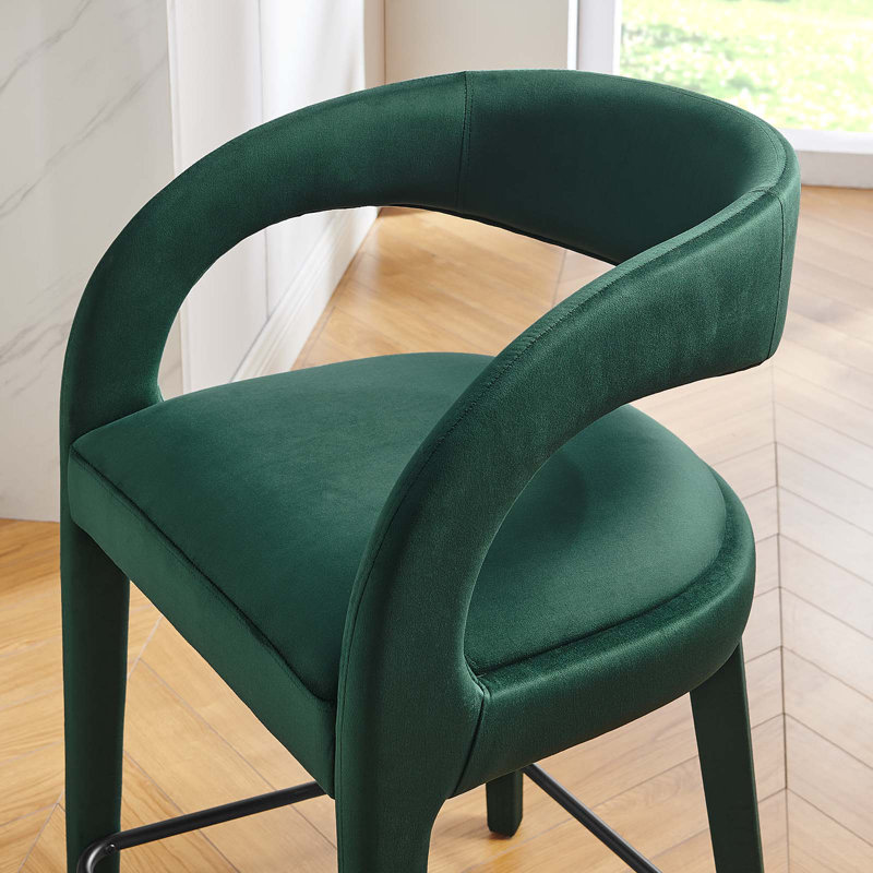 Tabouret rembourré Modway Pinnacle, Tabouret de comptoir (siège d'une hauteur de 24,5, Noir, Vert